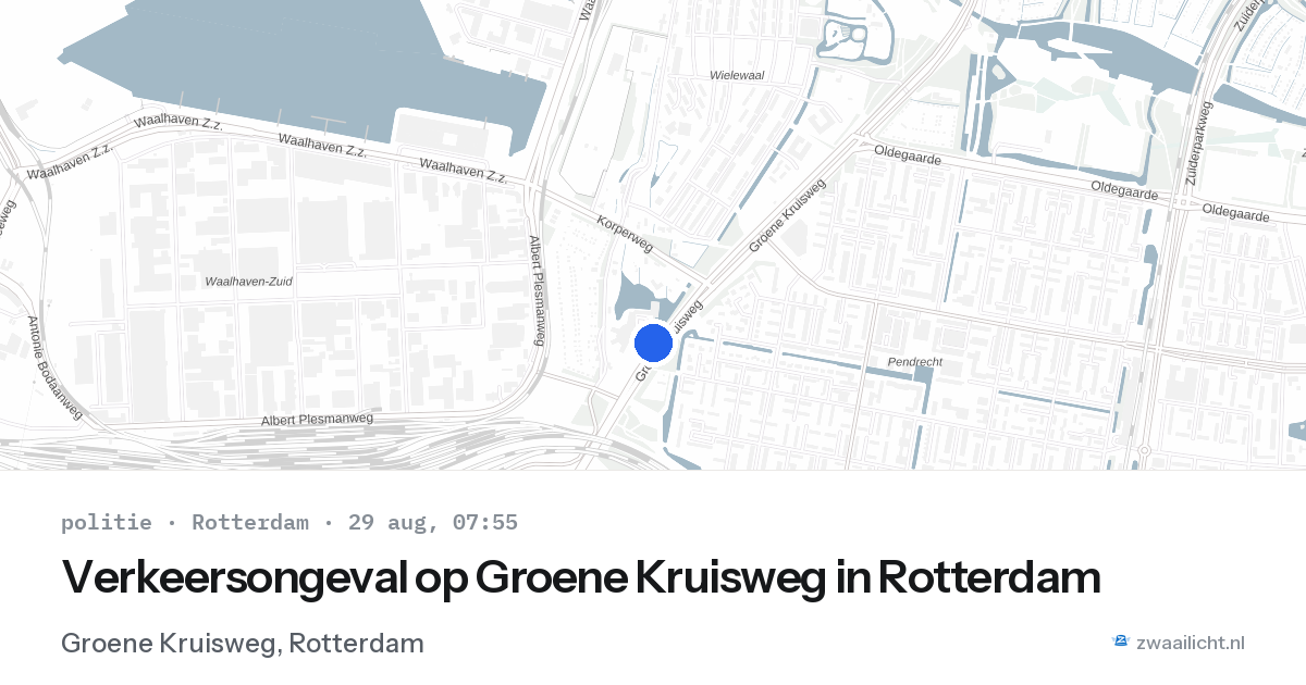 Verkeersongeval op Groene Kruisweg in Rotterdam — 29 aug 2026