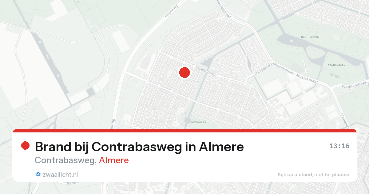 Brand bij Contrabasweg in Almere — 23 aug 2026