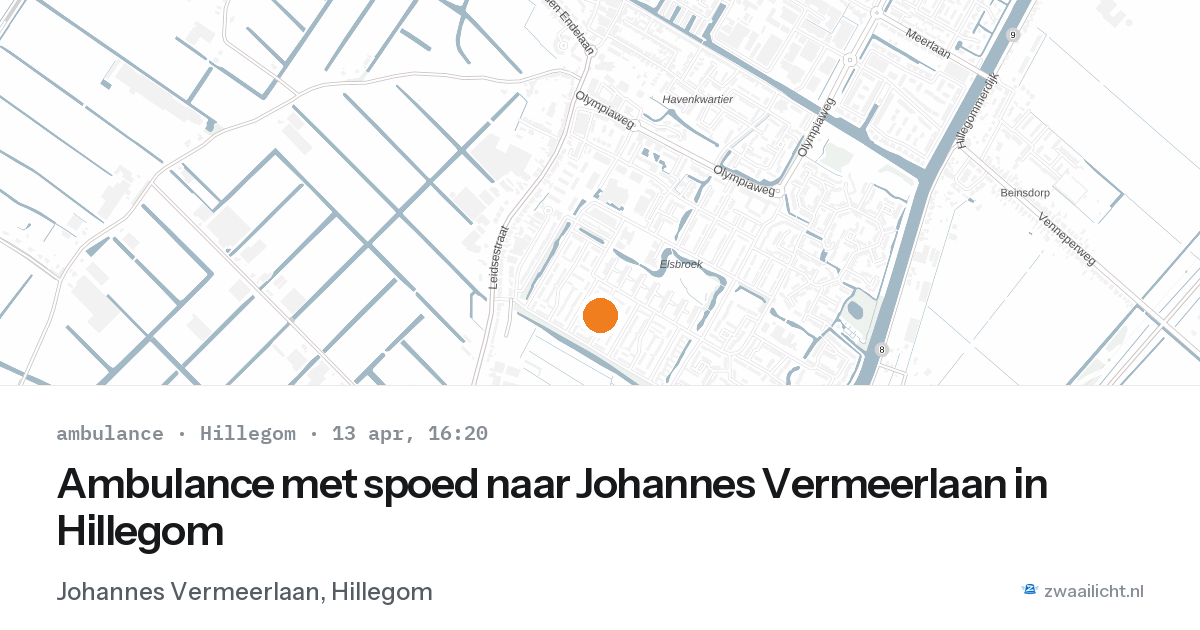 Ambulance met spoed naar Johannes Vermeerlaan in Hillegom — 13 apr 2026