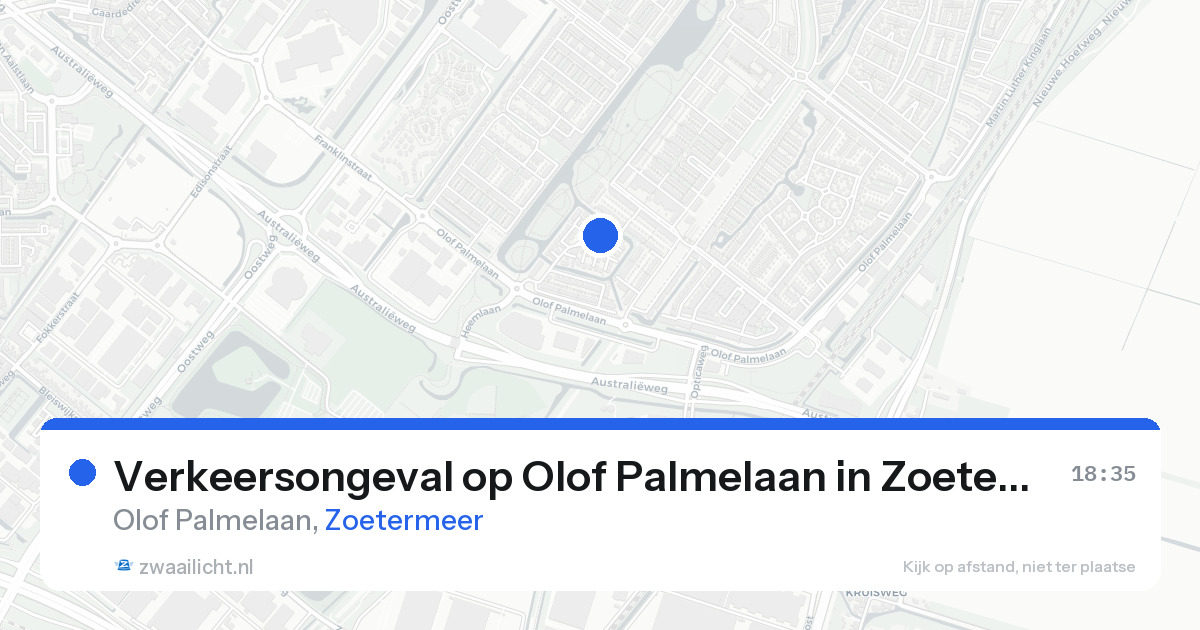 Verkeersongeval op Olof Palmelaan in Zoetermeer — 23 aug 2026