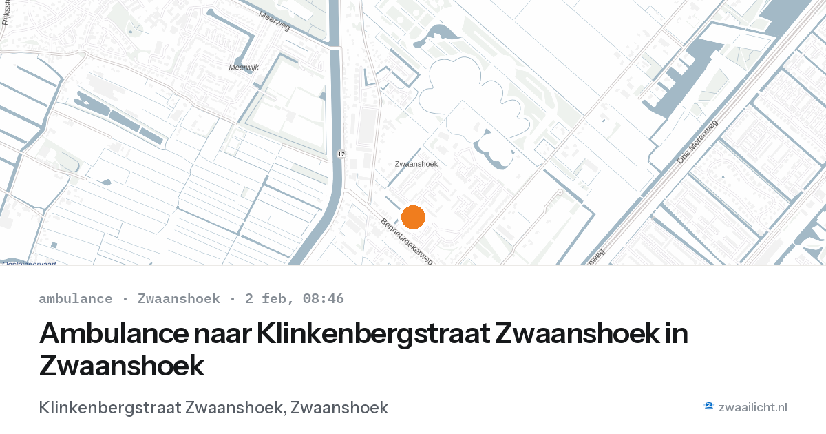 Ambulance naar Klinkenbergstraat Zwaanshoek in Zwaanshoek — 2 feb 2026
