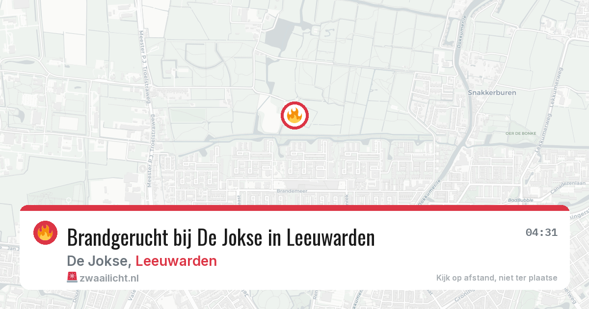 Brandgerucht bij De Jokse in Leeuwarden — 5 mei 2026