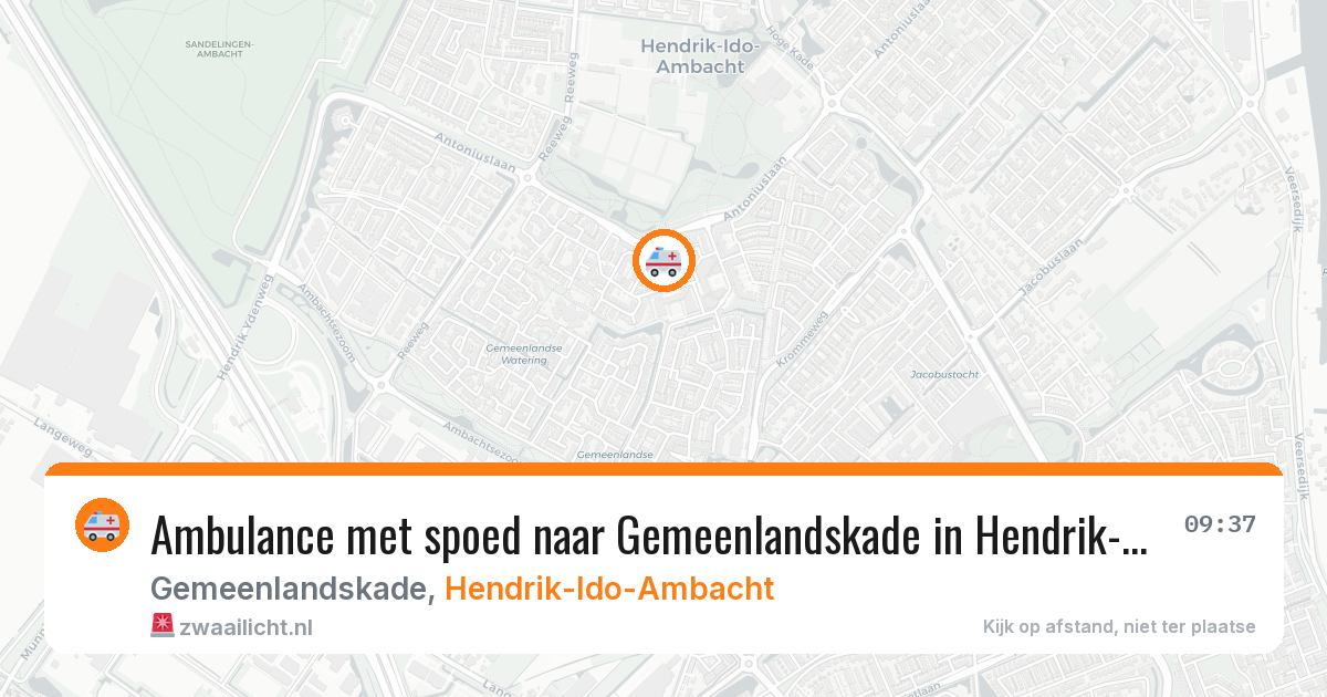Ambulance met spoed naar Gemeenlandskade in Hendrik-Ido-Ambacht — 14 aug 2026