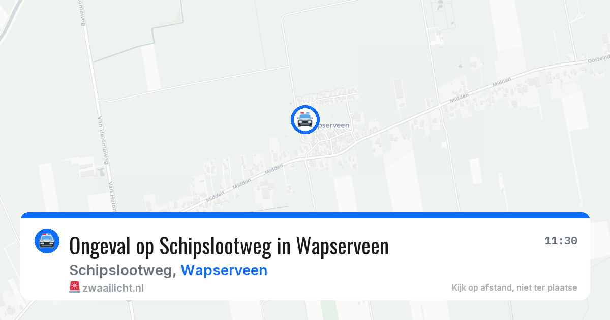 Ongeval op Schipslootweg in Wapserveen — 4 mei 2026