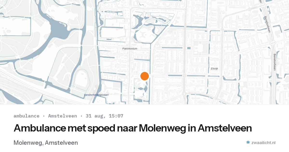 Ambulance met spoed naar Molenweg in Amstelveen — 31 aug 2026