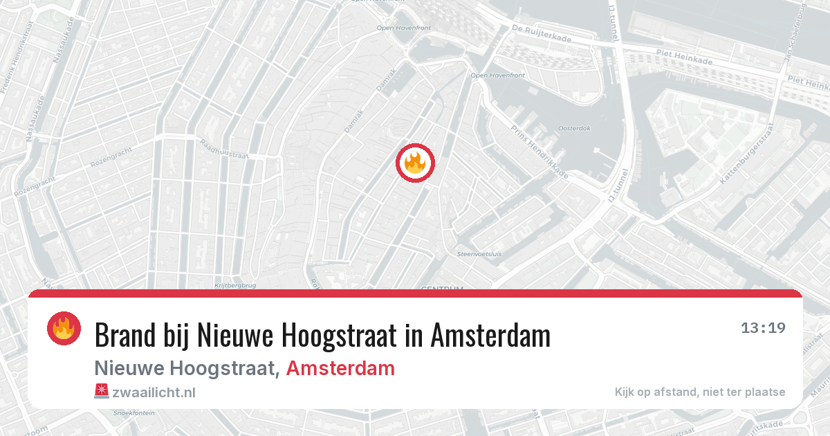 Brand bij Nieuwe Hoogstraat in Amsterdam — 16 mrt 2026
