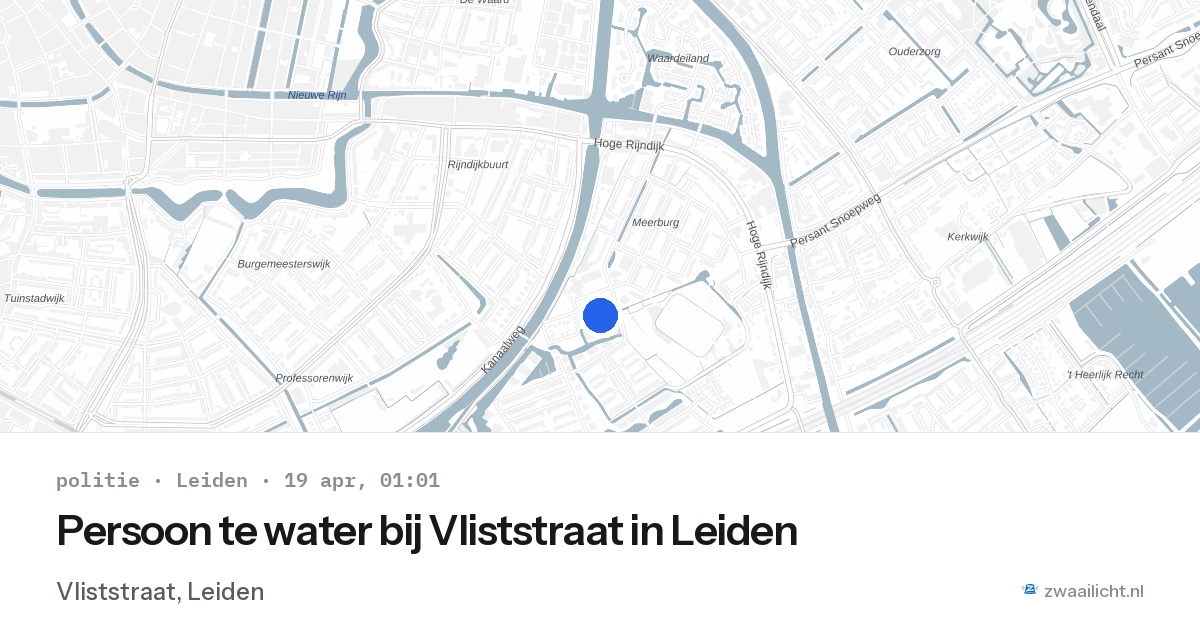 Persoon te water bij Vliststraat in Leiden — 18 apr 2026