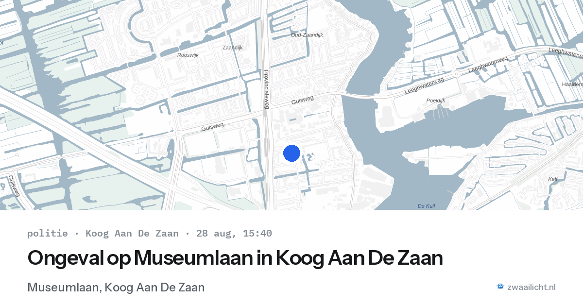 Ongeval op Museumlaan in Koog Aan De Zaan — 28 aug 2026