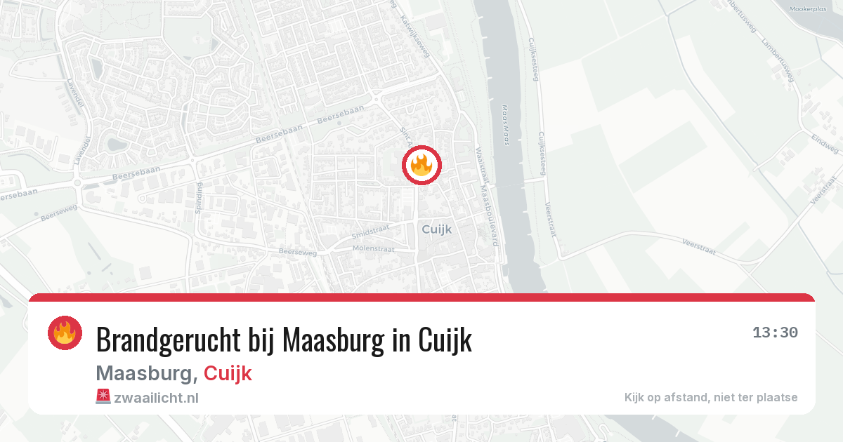 Brandgerucht bij Maasburg in Cuijk — 26 jun 2026