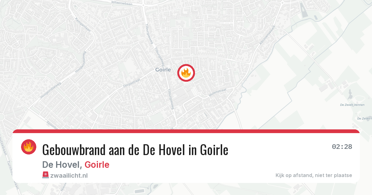 Gebouwbrand aan de De Hovel in Goirle — 26 jun 2026