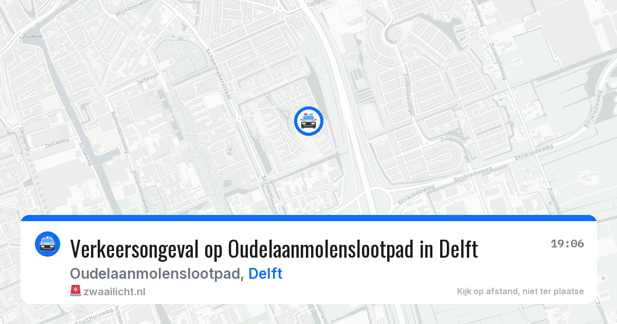 Verkeersongeval op Oudelaanmolenslootpad in Delft — 28 jul 2026