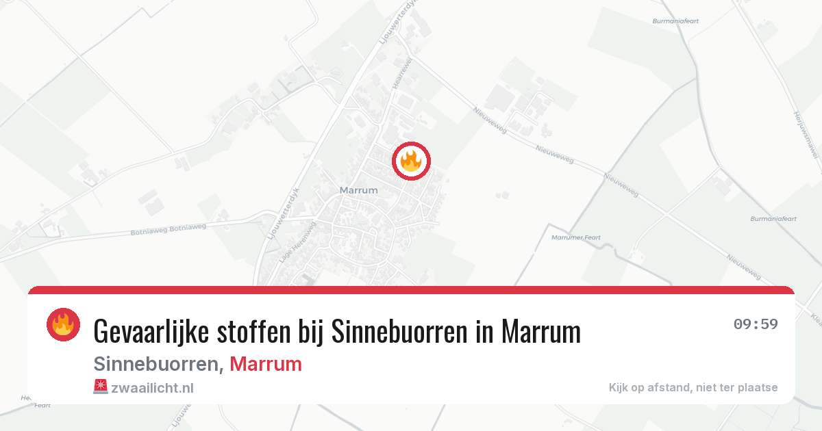 Gevaarlijke stoffen bij Sinnebuorren in Marrum — 17 mrt 2026