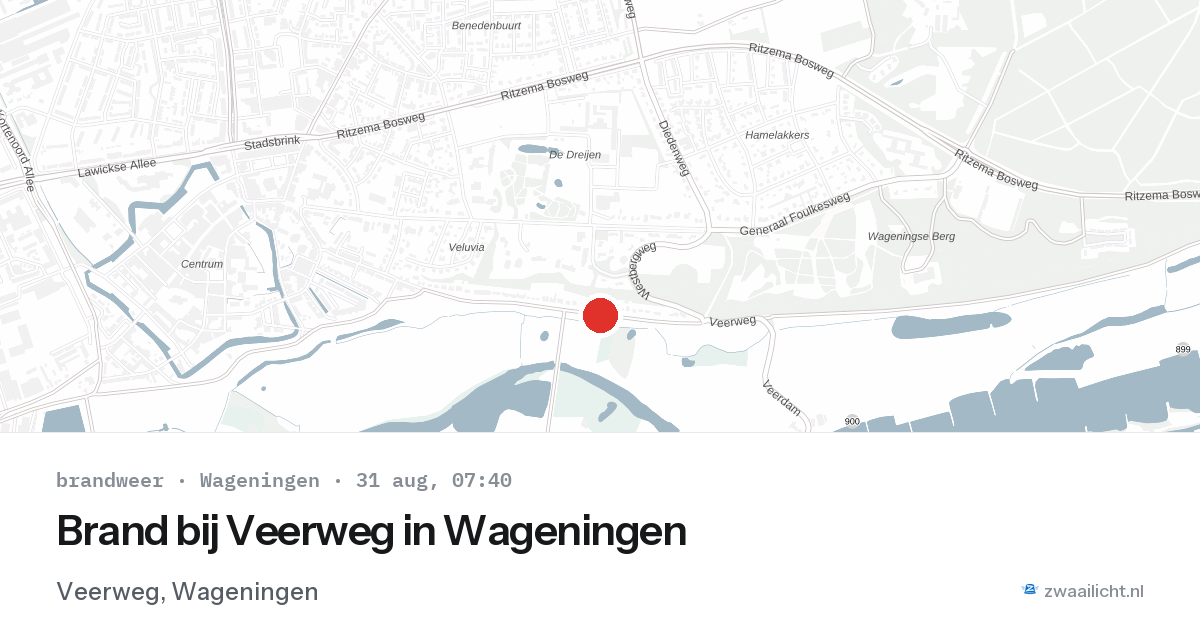 Brand bij Veerweg in Wageningen — 31 aug 2026