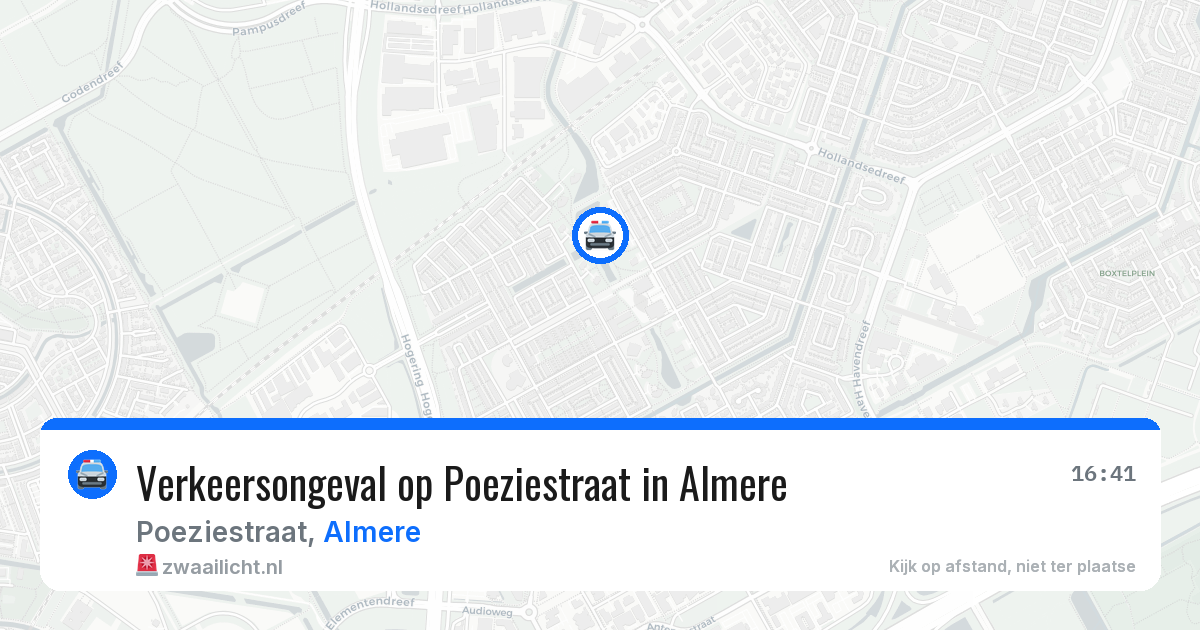 Verkeersongeval op Poeziestraat in Almere — 24 mrt 2026