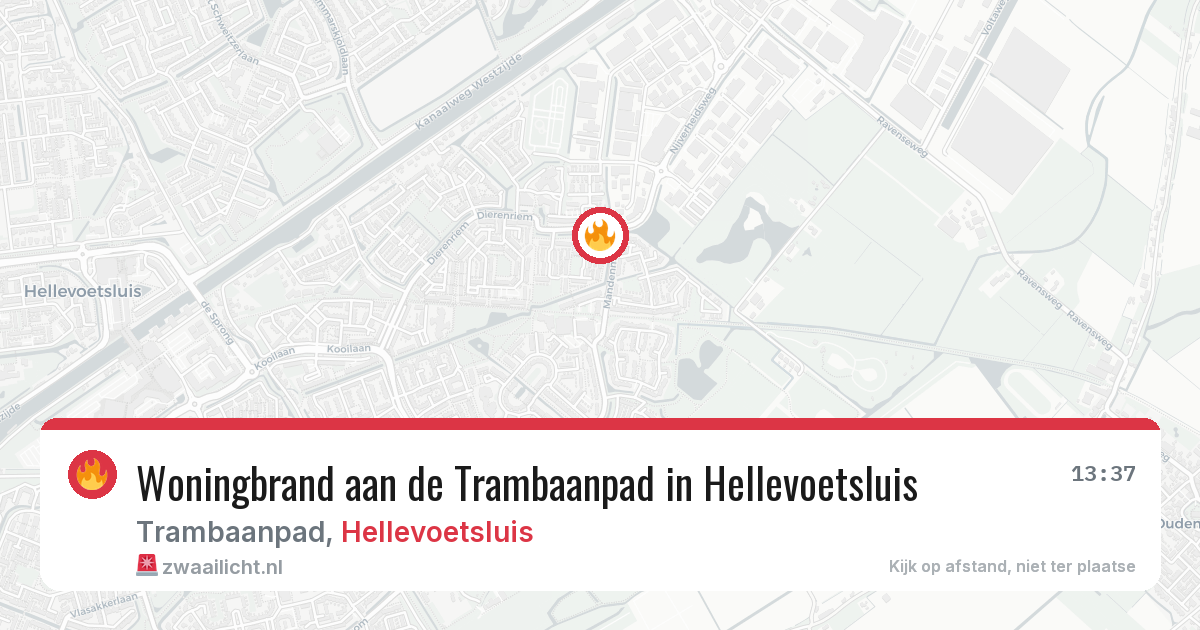 Woningbrand aan de Trambaanpad in Hellevoetsluis — 6 aug 2026