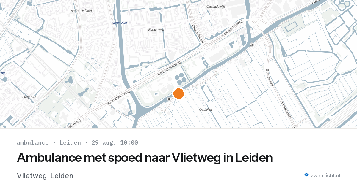Ambulance met spoed naar Vlietweg in Leiden — 29 aug 2026