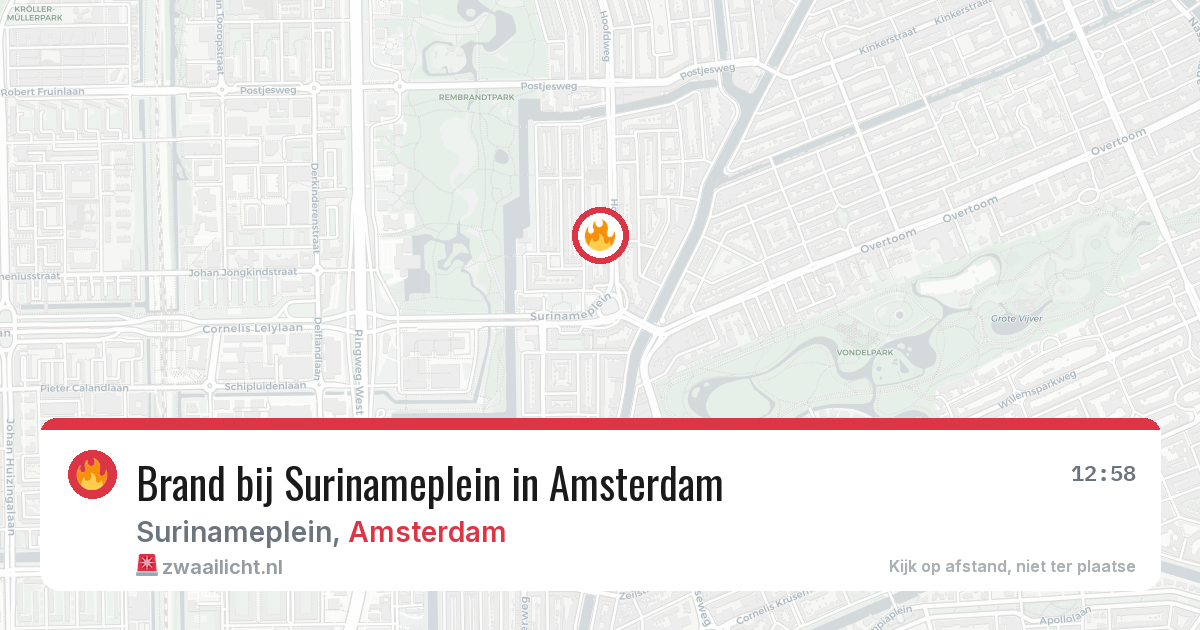 Brand bij Surinameplein in Amsterdam — 3 mrt 2026