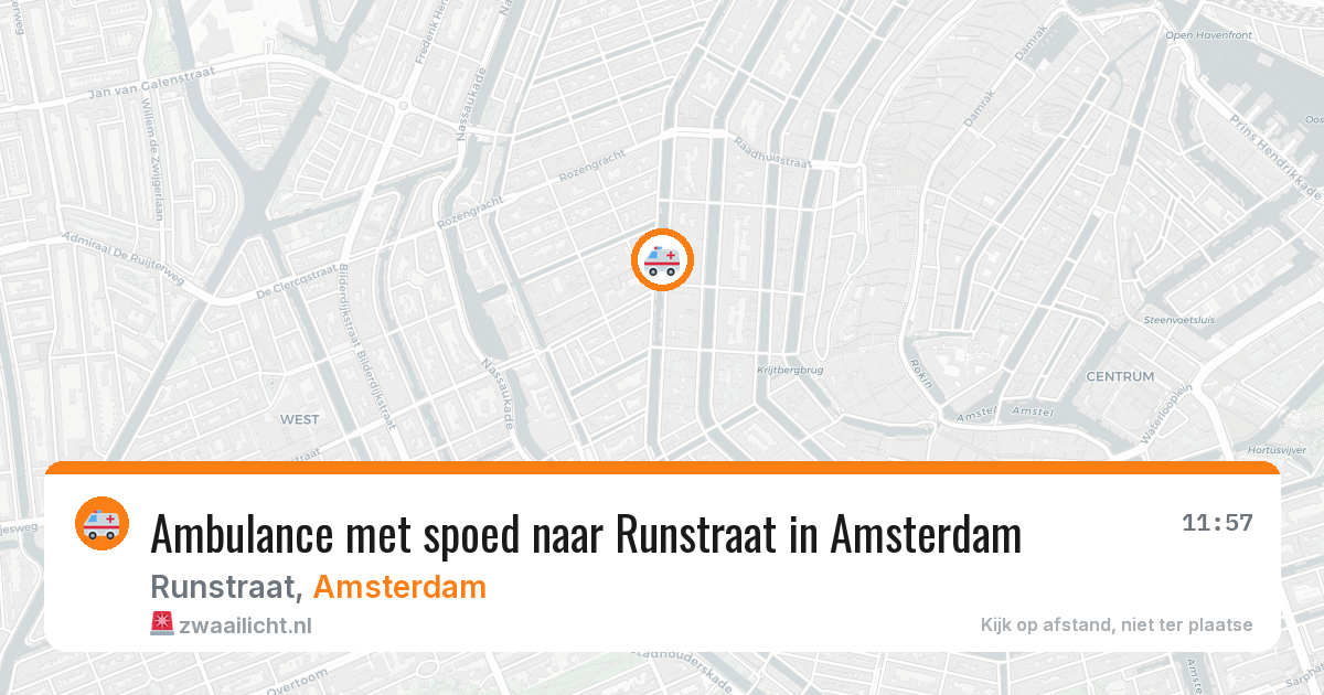 Ambulance met spoed naar Runstraat in Amsterdam — 9 aug 2026