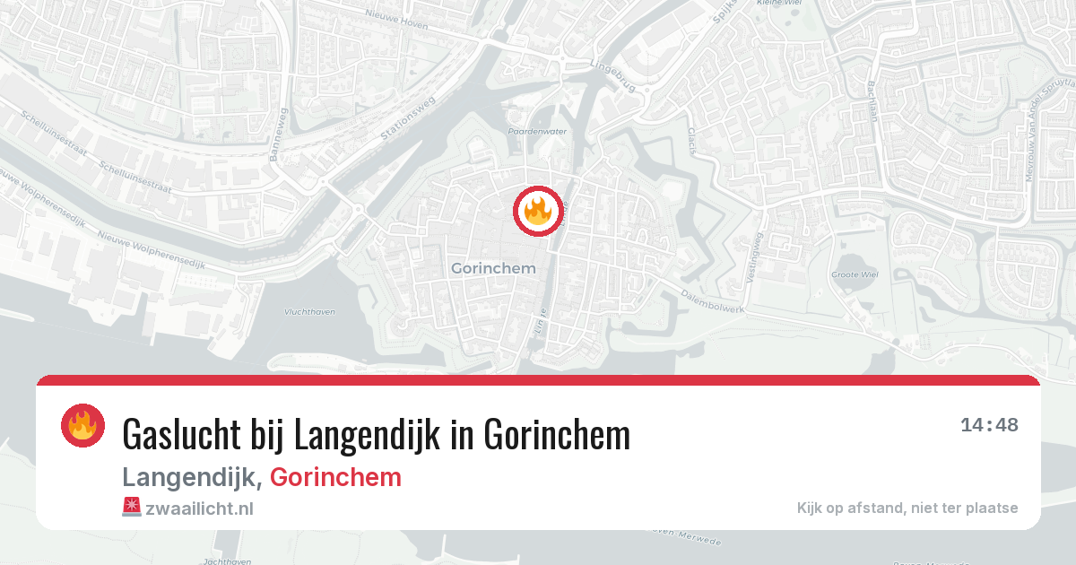 Gaslucht bij Langendijk in Gorinchem — 13 aug 2026