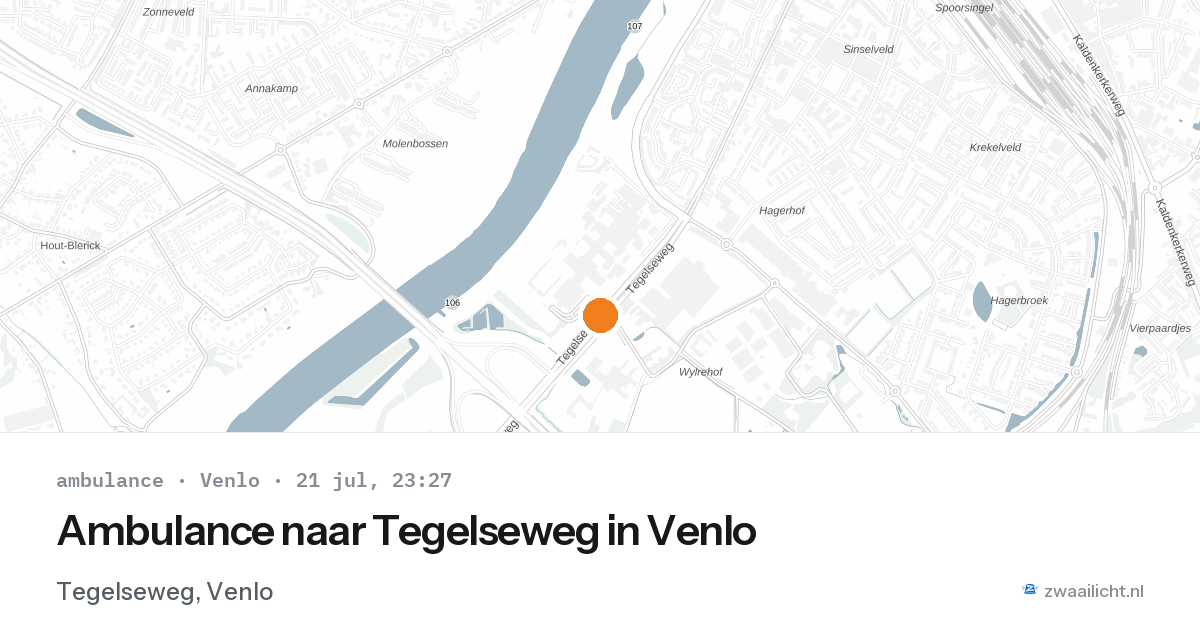 Ambulance naar Tegelseweg in Venlo — 21 jul 2026