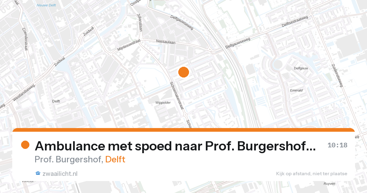 Ambulance met spoed naar Prof. Burgershof in Delft — 1 mrt 2026