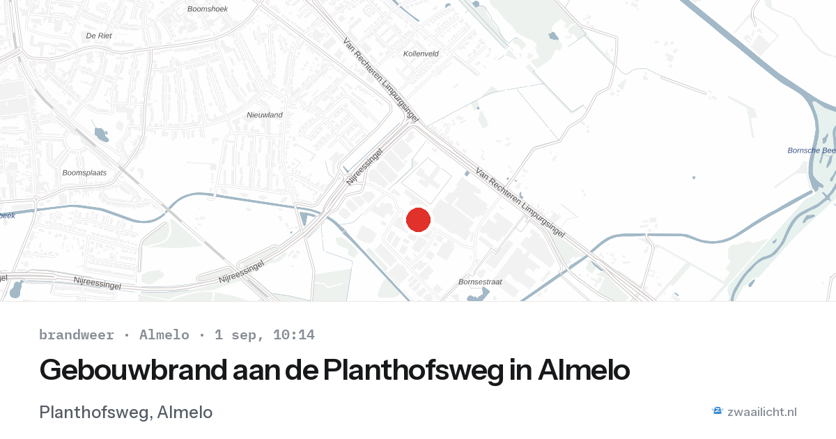 Gebouwbrand aan de Planthofsweg in Almelo — 1 sep 2026