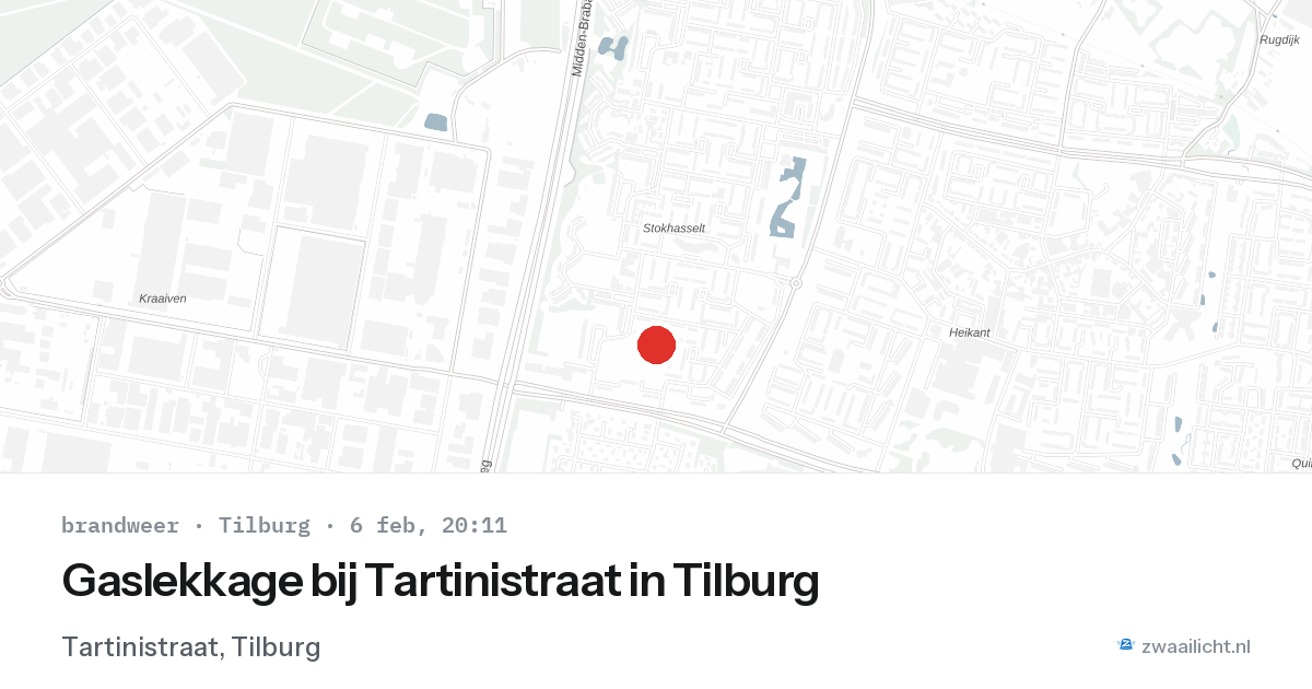 Gaslekkage bij Tartinistraat in Tilburg — 6 feb 2026