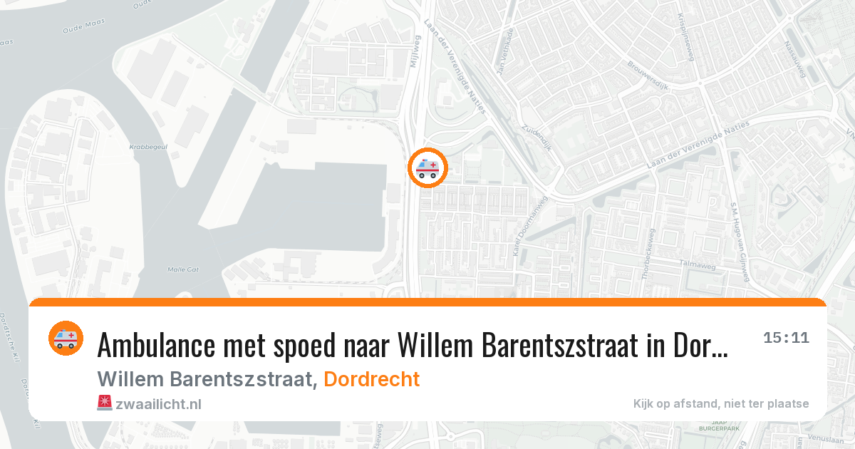 Ambulance met spoed naar Willem Barentszstraat in Dordrecht — 8 jun 2026