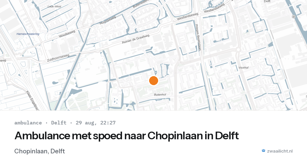 Ambulance met spoed naar Chopinlaan in Delft — 29 aug 2026