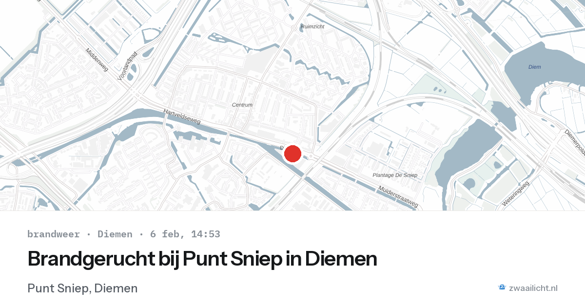Brandgerucht bij Punt Sniep in Diemen — 6 feb 2026