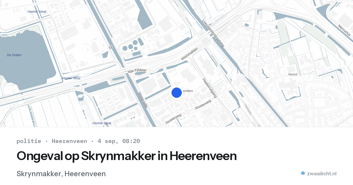 Ongeval op Skrynmakker in Heerenveen — 4 sep 2026