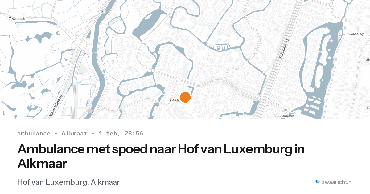 Ambulance met spoed naar Hof van Luxemburg in Alkmaar — 1 feb 2026
