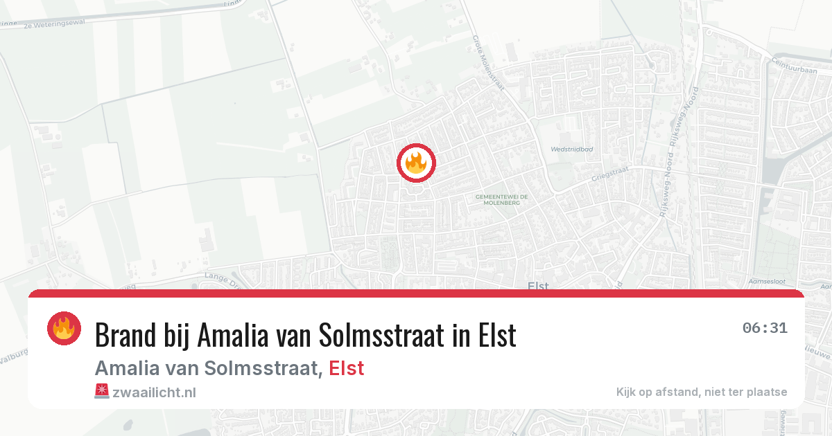 Brand bij Amalia van Solmsstraat in Elst — 29 mei 2026