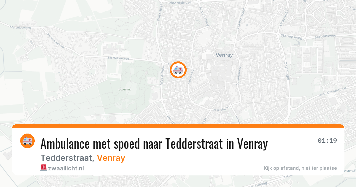 Ambulance met spoed naar Tedderstraat in Venray — 1 aug 2026