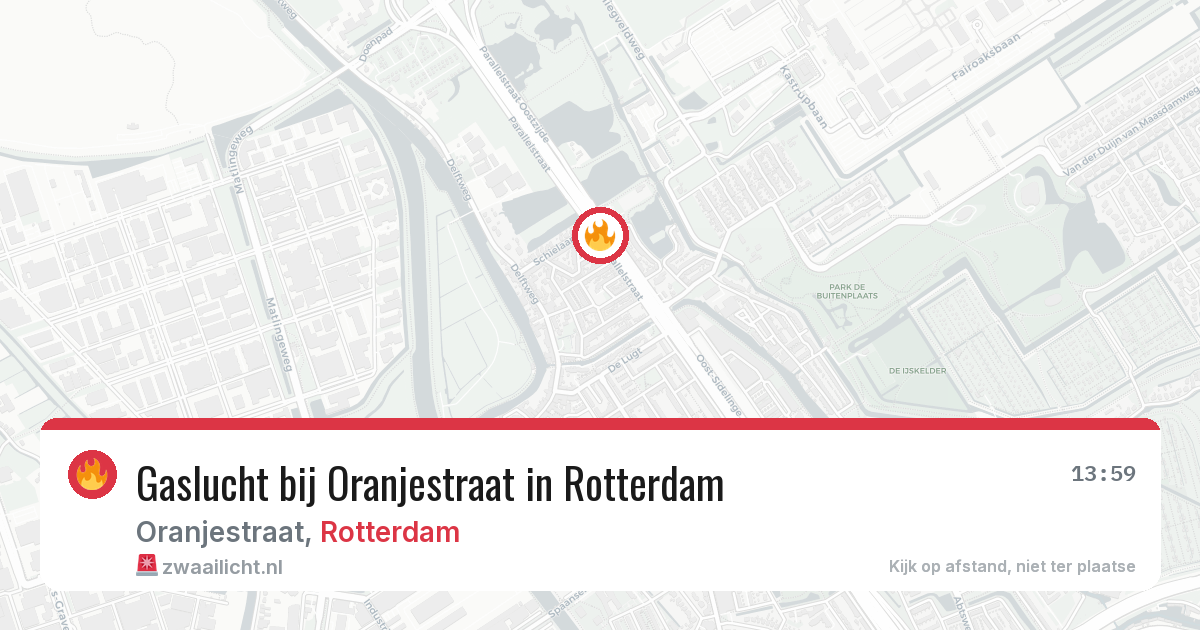 Gaslucht bij Oranjestraat in Rotterdam — 26 mrt 2026