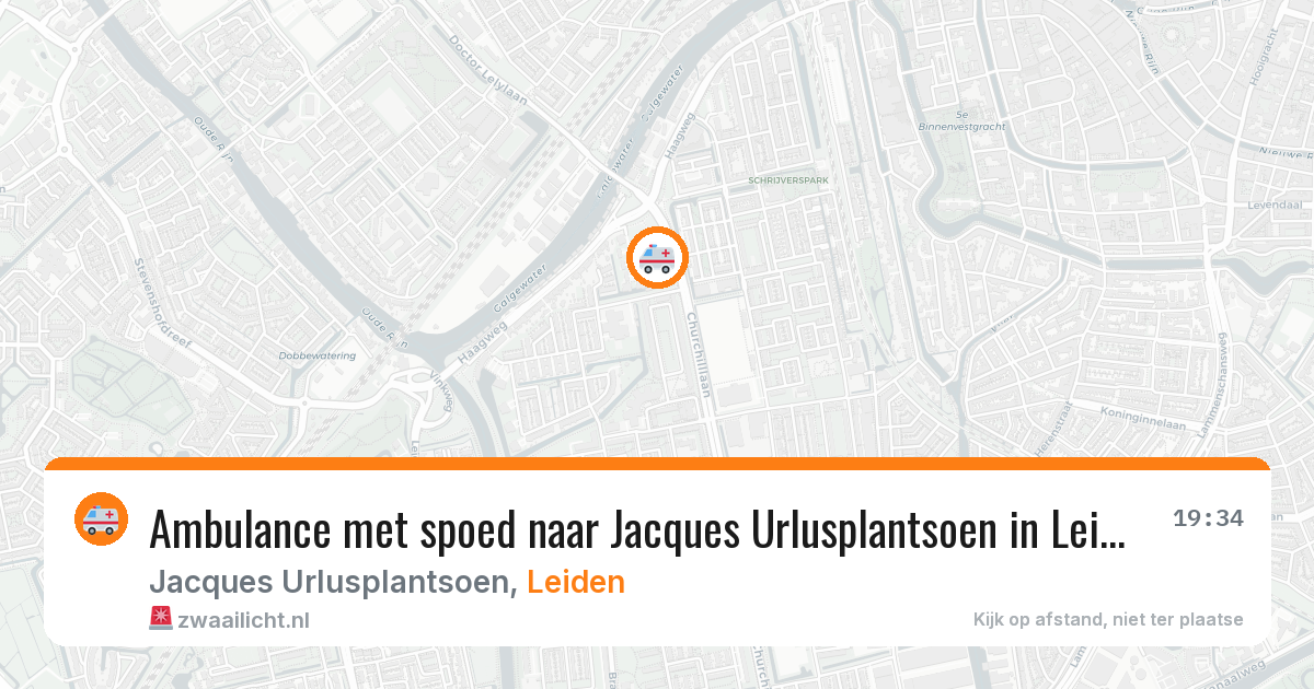 Ambulance met spoed naar Jacques Urlusplantsoen in Leiden — 10 aug 2026
