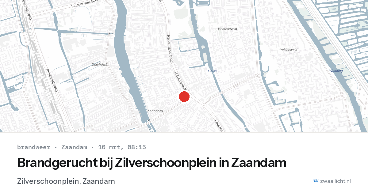 Brandgerucht bij Zilverschoonplein in Zaandam — 10 mrt 2026