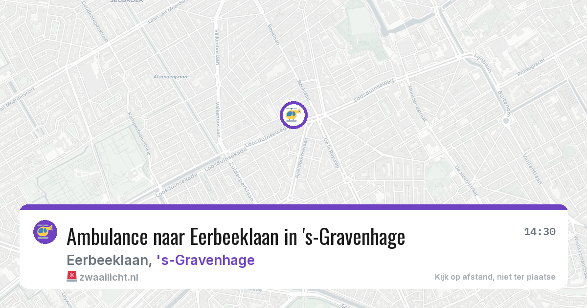 Ambulance naar Eerbeeklaan in 's-Gravenhage — 8 aug 2026