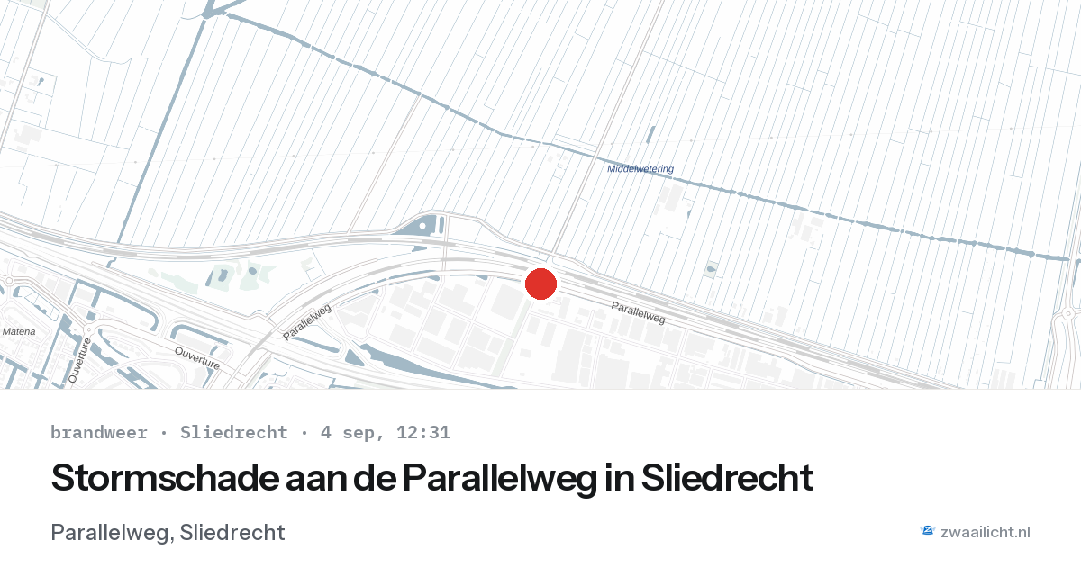 Stormschade aan de Parallelweg in Sliedrecht — 4 sep 2026