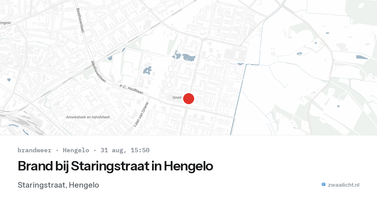 Brand bij Staringstraat in Hengelo — 31 aug 2026