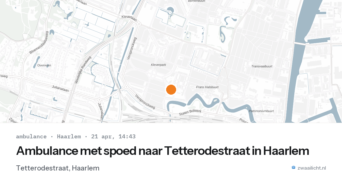 Ambulance met spoed naar Tetterodestraat in Haarlem — 21 apr 2026