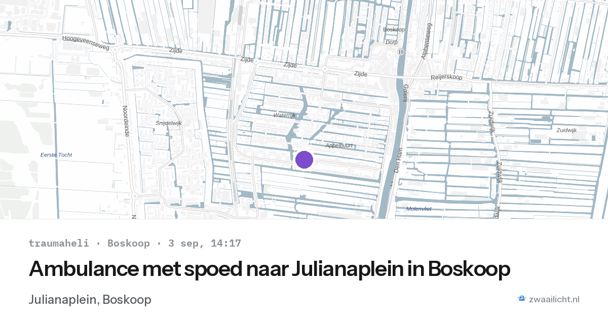 Ambulance met spoed naar Julianaplein in Boskoop — 3 sep 2026