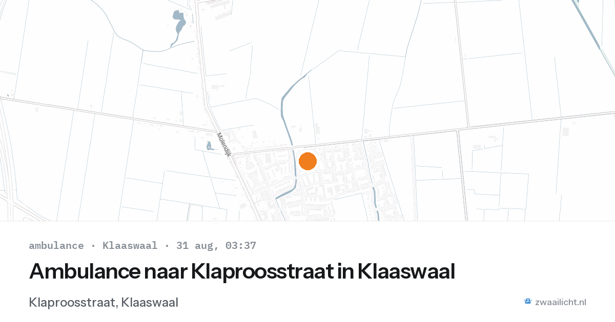 Ambulance naar Klaproosstraat in Klaaswaal — 31 aug 2026