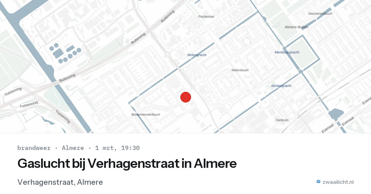 Gaslucht bij Verhagenstraat in Almere — 1 mrt 2026