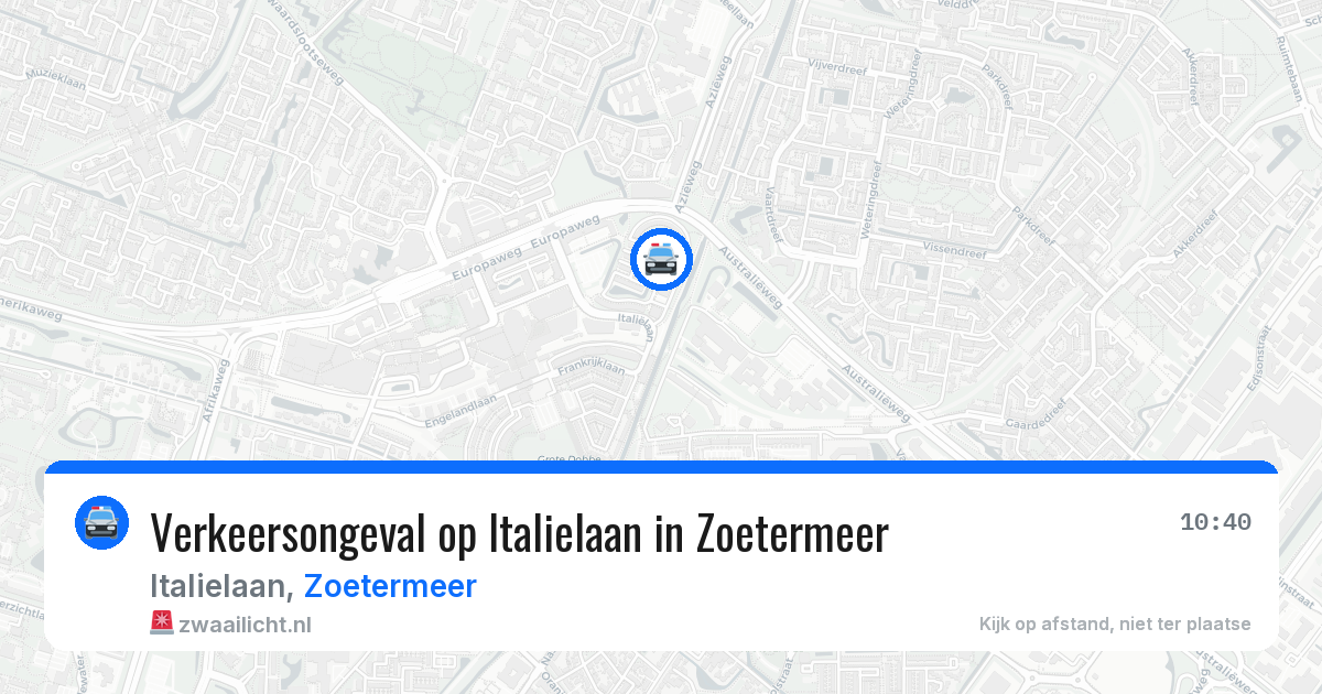 Verkeersongeval op Italielaan in Zoetermeer — 7 aug 2026