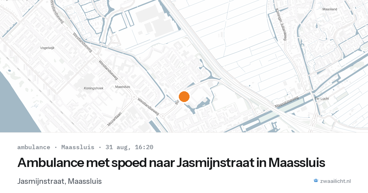 Ambulance met spoed naar Jasmijnstraat in Maassluis — 31 aug 2026