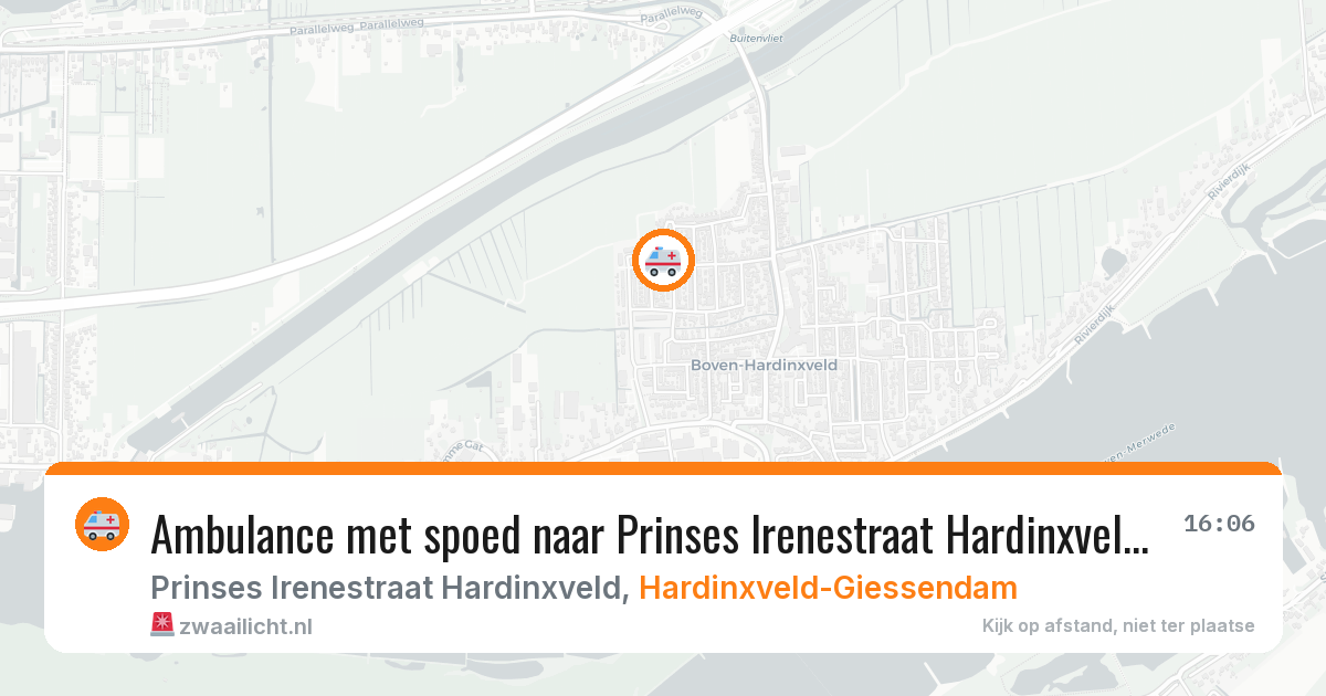 Ambulance met spoed naar Prinses Irenestraat Hardinxveld in Hardinxveld-Giessendam — 20 jul 2026