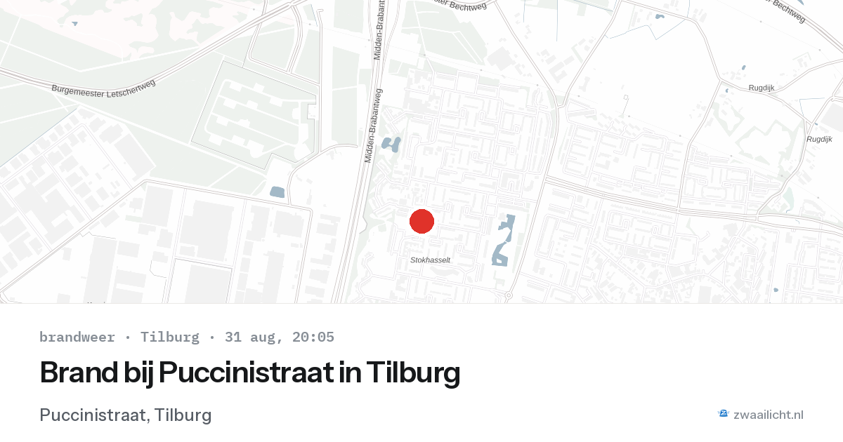 Brand bij Puccinistraat in Tilburg — 31 aug 2026