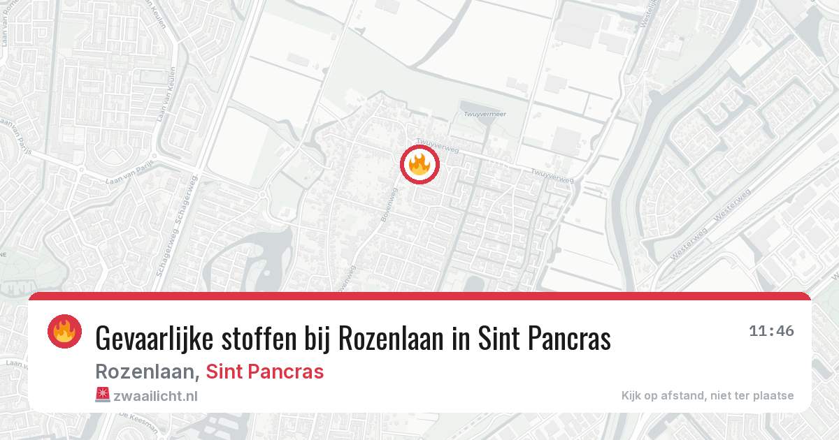 Gevaarlijke stoffen bij Rozenlaan in Sint Pancras — 16 mrt 2026