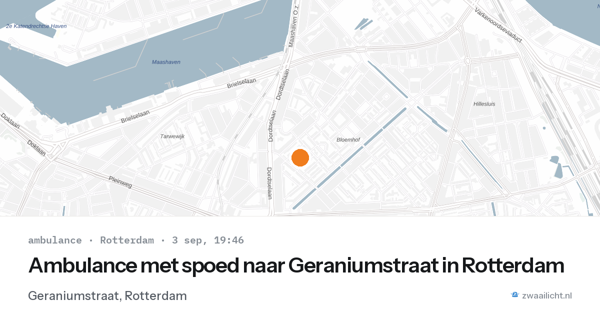 Ambulance met spoed naar Geraniumstraat in Rotterdam — 3 sep 2026